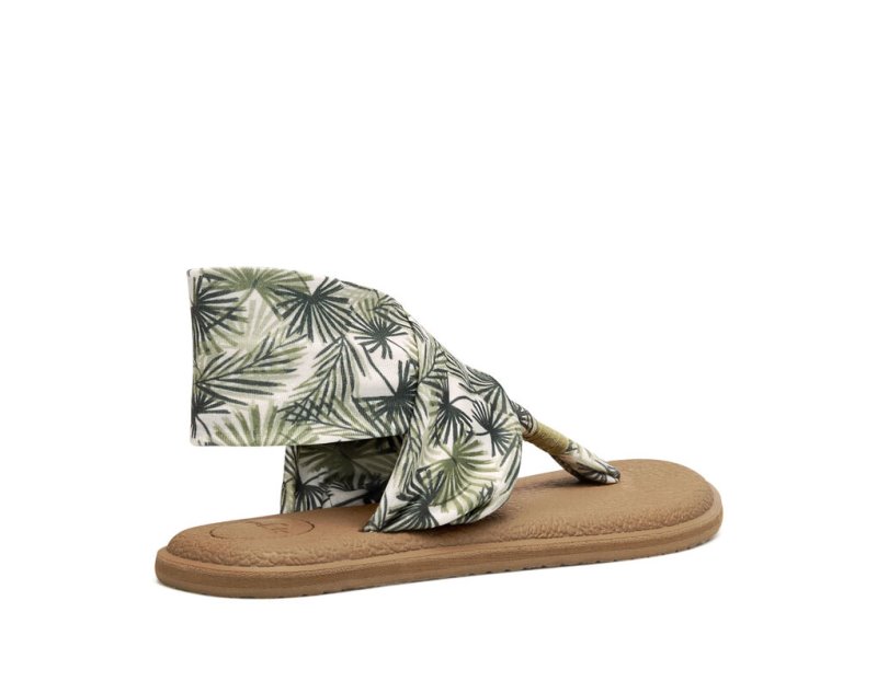 Sanuk Yoga Slings 2 Tropical Vegan Women's Sandals Olive | Canada 13MQZ